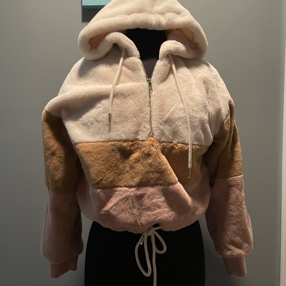 NWOT Women Fleece Fuzzy Jacket Long Sleeve Faux Sherpa Casual Zip Up Hoodie coat - Picture 4 of 5